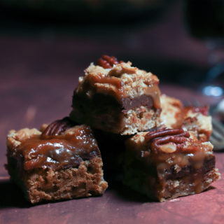Toasted Oatmeal Pecan Bars with Chocolate and Caramel