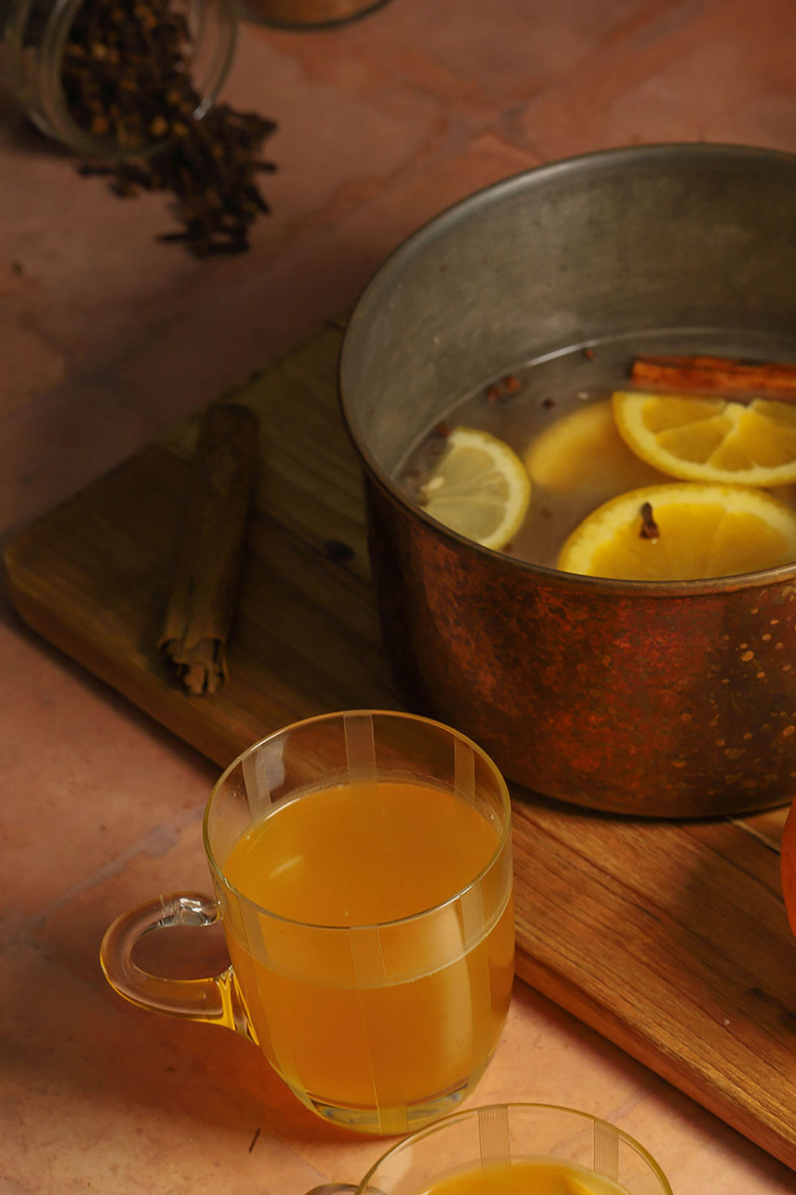 Glass of Warm Mulled Apple Cider