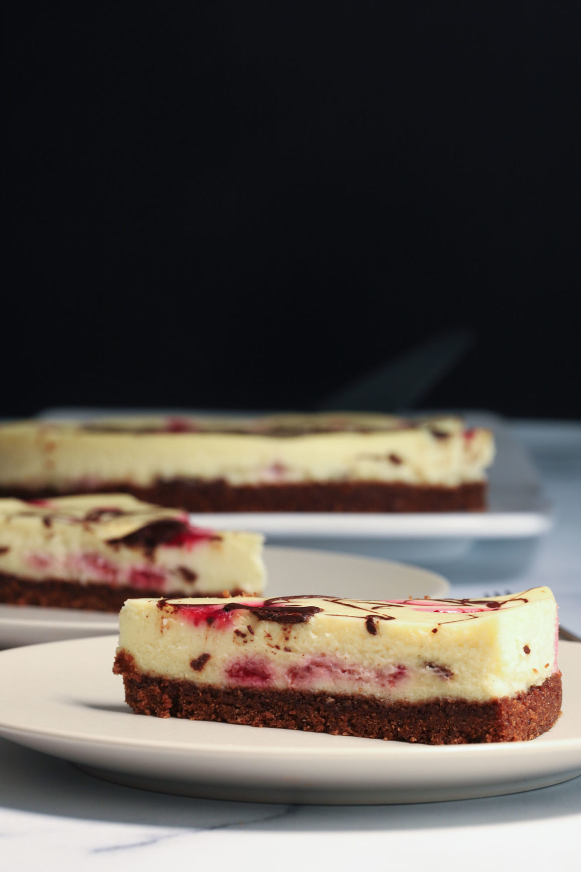 Raspberry Chocolate Cheesecake Slices Dark