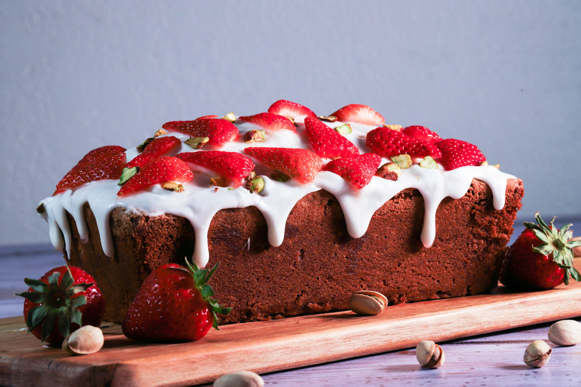 Glazed Pound Cake with Strawberries