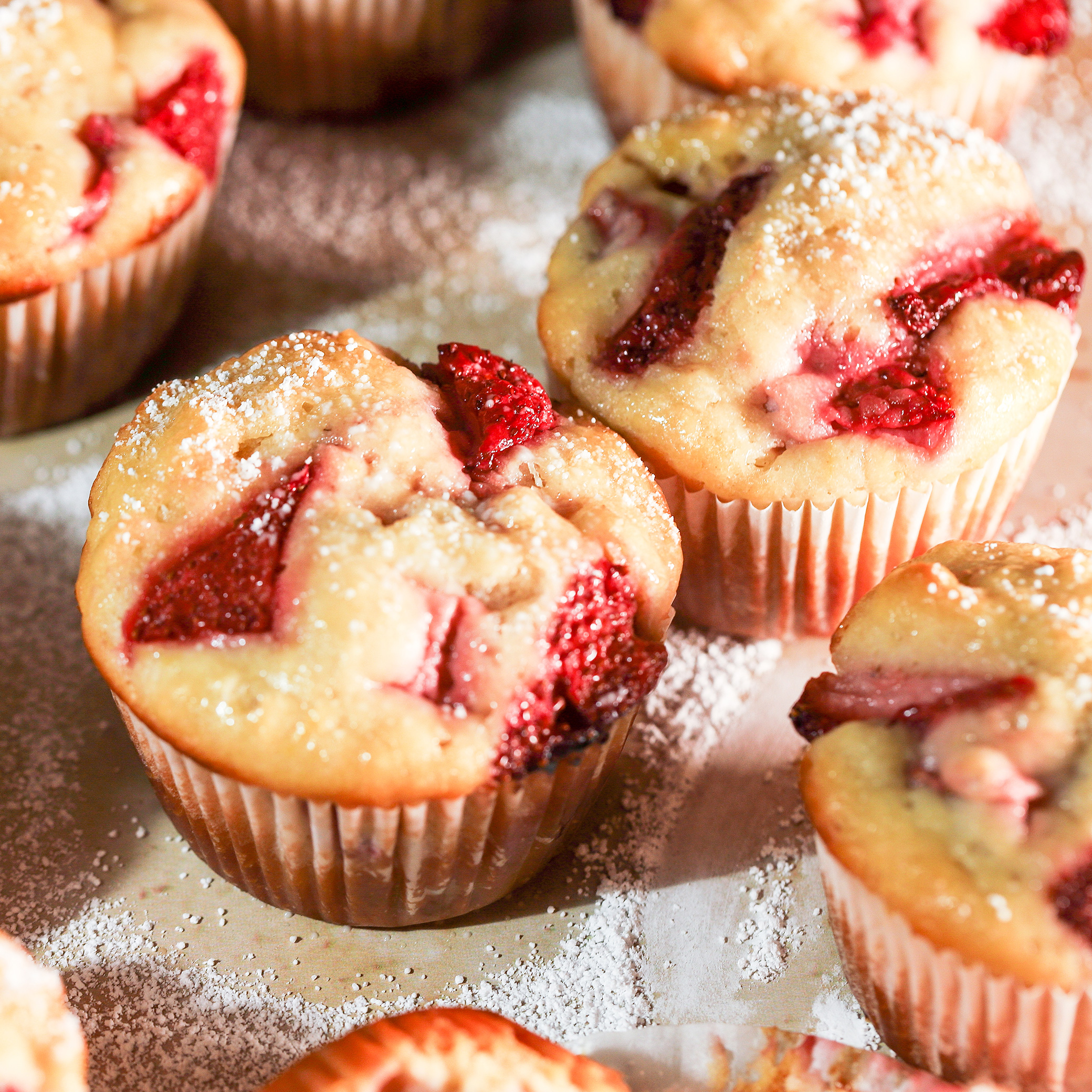 Roasted Strawberry Muffins Recipe | Tartistry.com Desserts