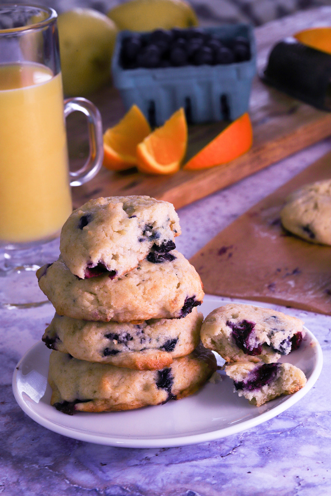 Soft Blueberry Cookies in Stack