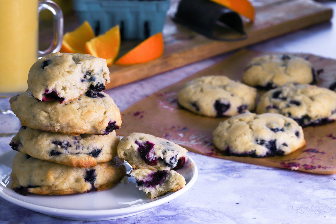 Soft Blueberry Cookies on Plate