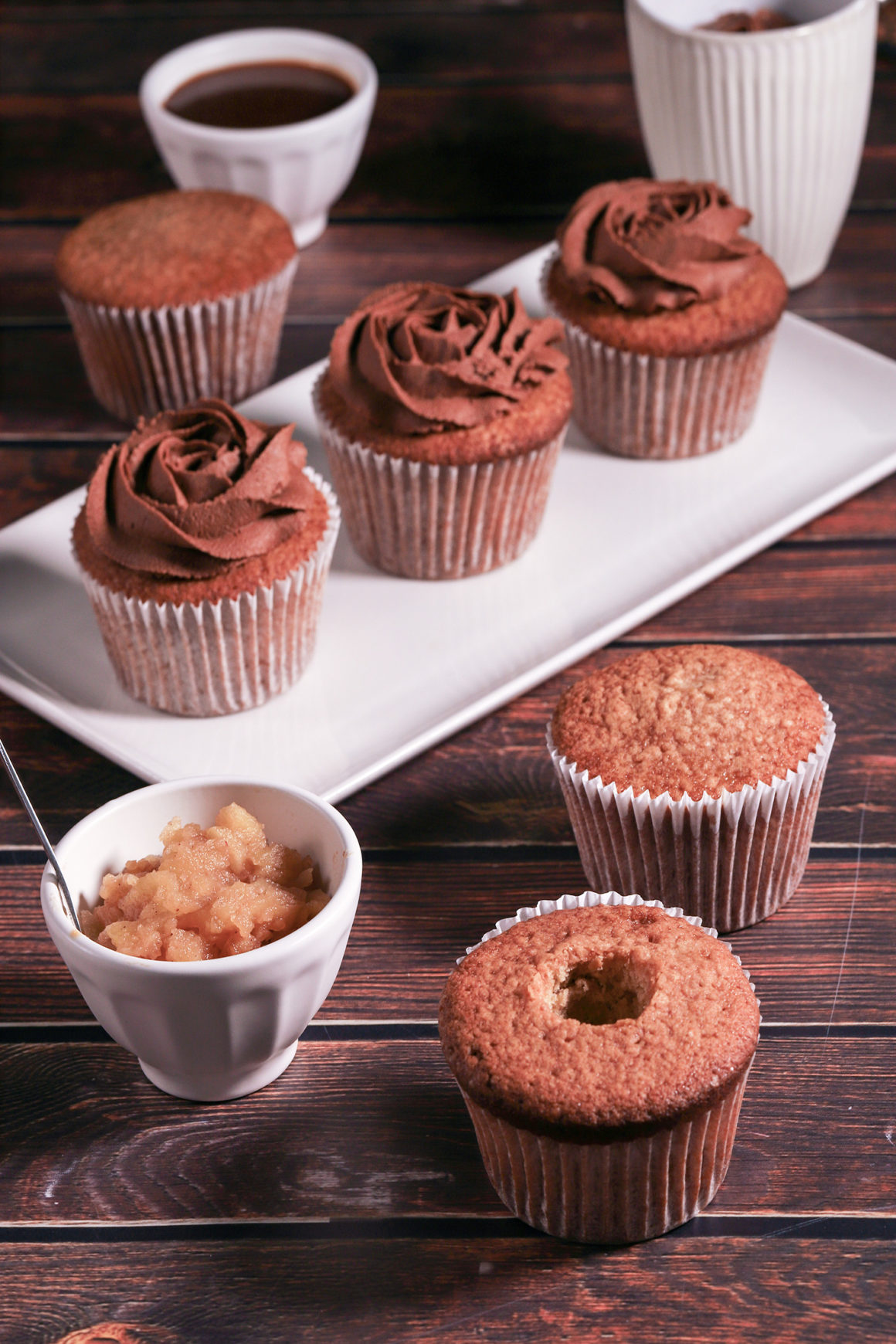 Caramel Cupcakes Filled with Caramelized Apples