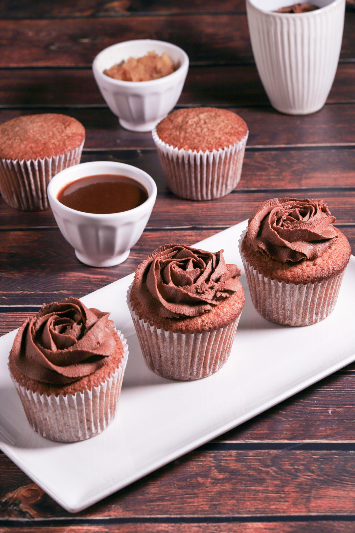 Caramel Cupcakes with Chocolate Frosting
