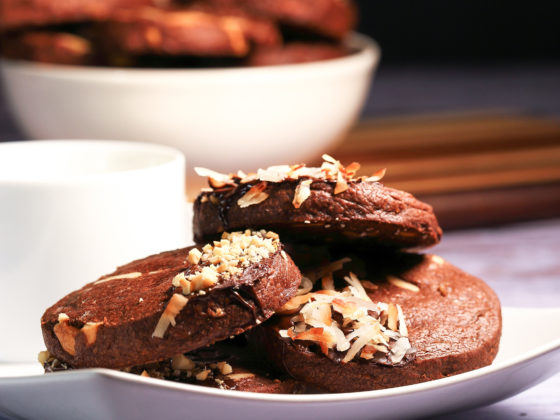 Chocolate Shortbread with Cashews and Coconut