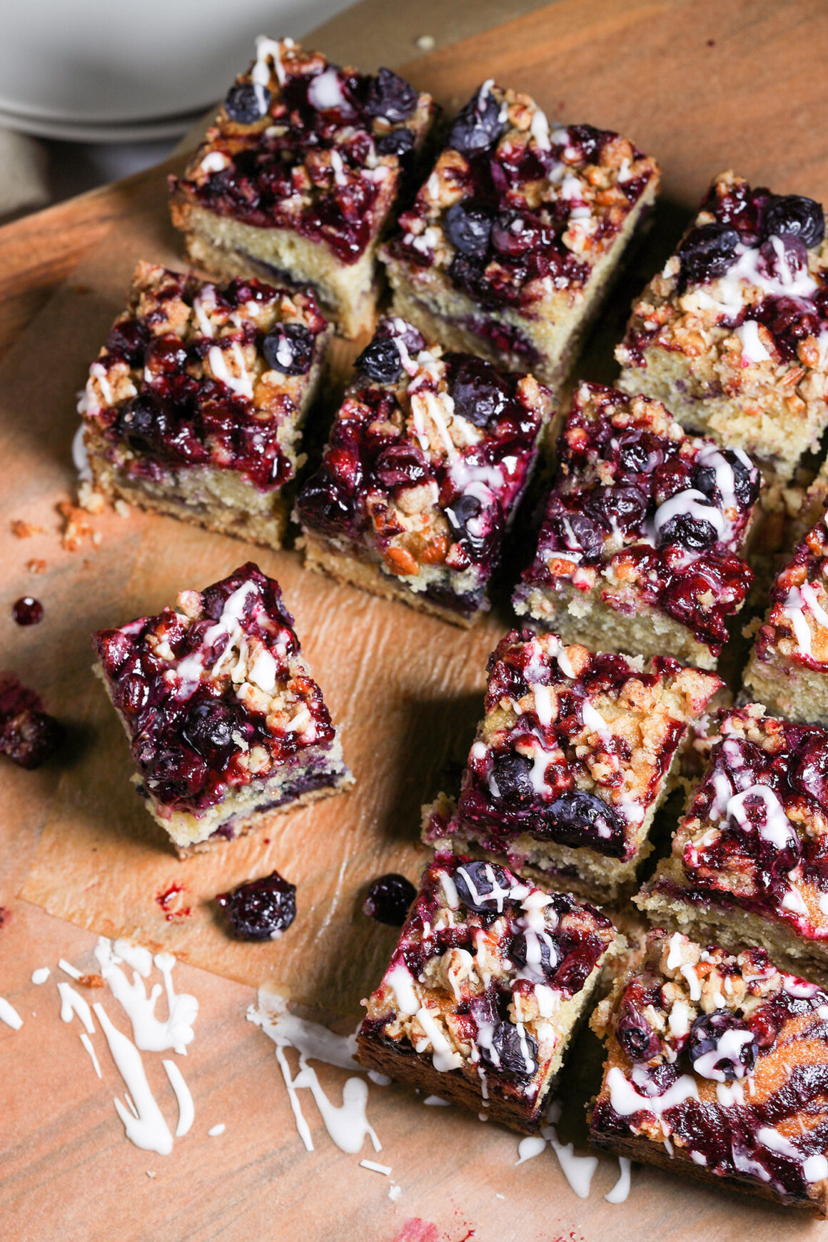 Blueberry Coffee Cake Cut Into Squares