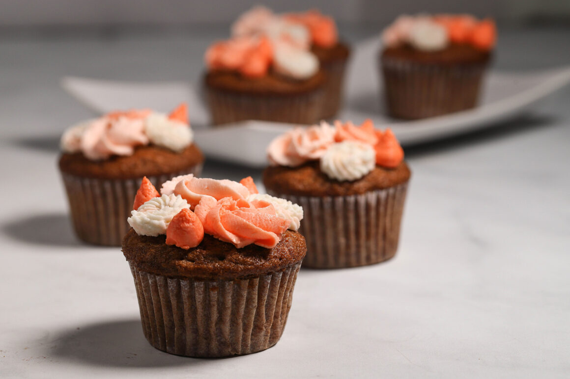 Pear Cupcakes with Orange Frosting