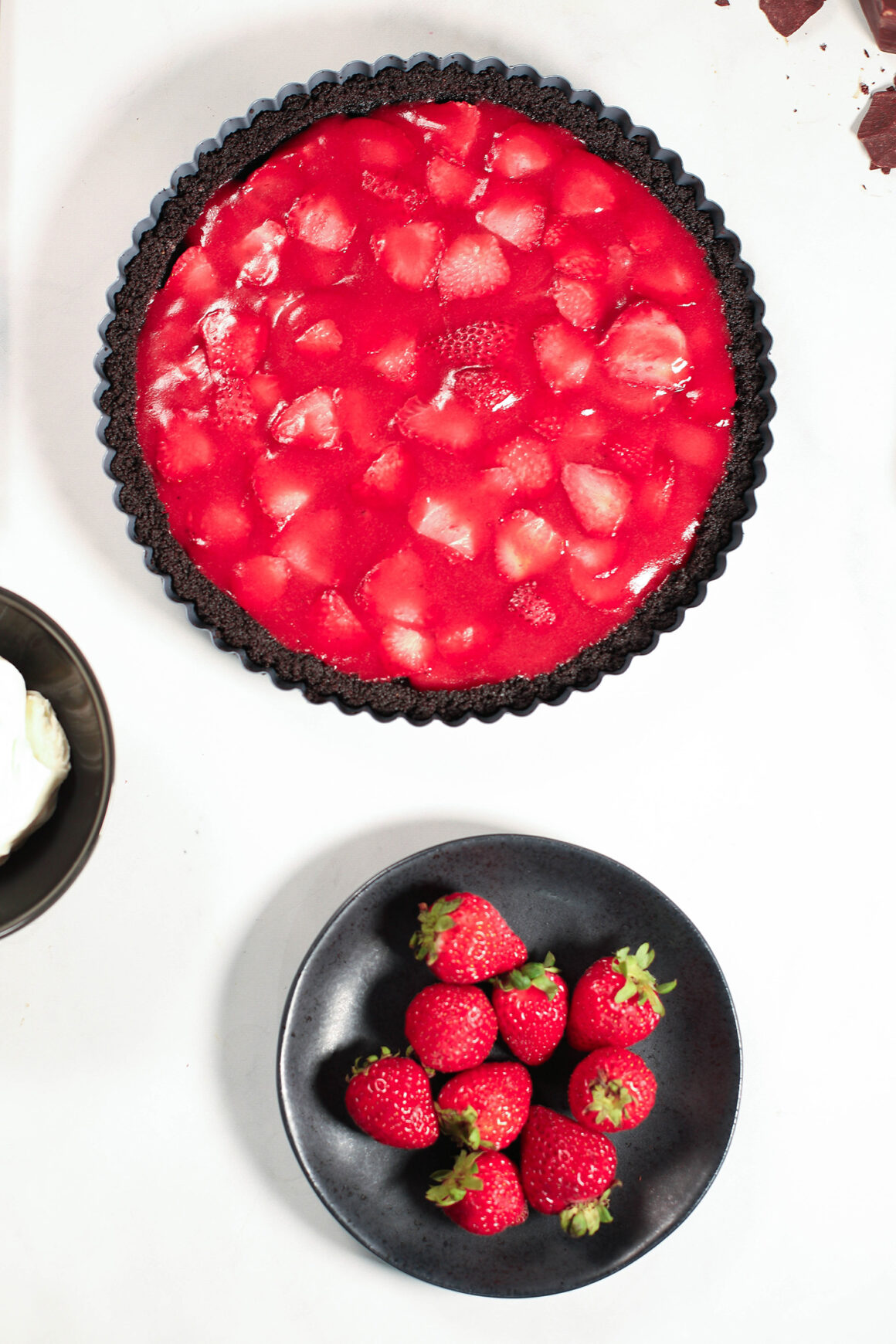 Whole Strawberry Tart with Fresh Strawberries and Whipped Cream