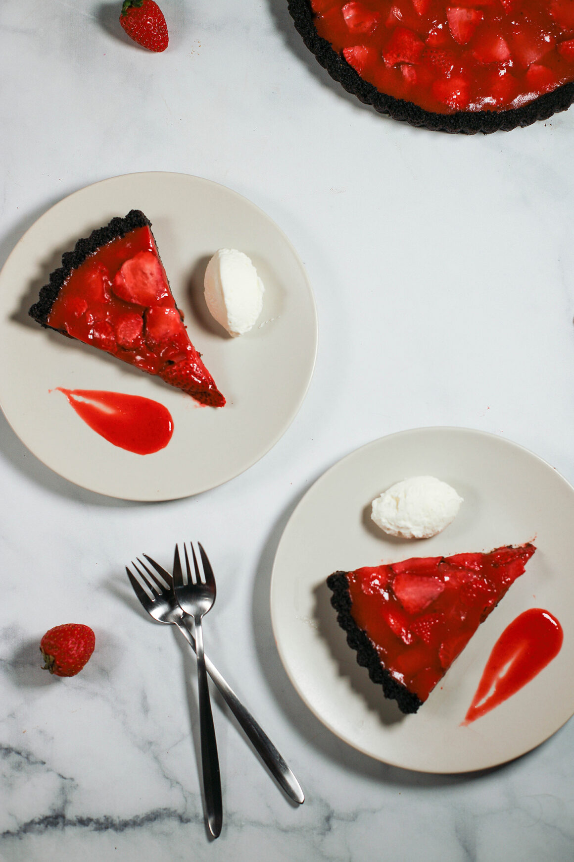 Plated Strawberry Tart Slices