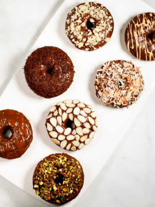 chocolate doughnuts with chocolate glaze