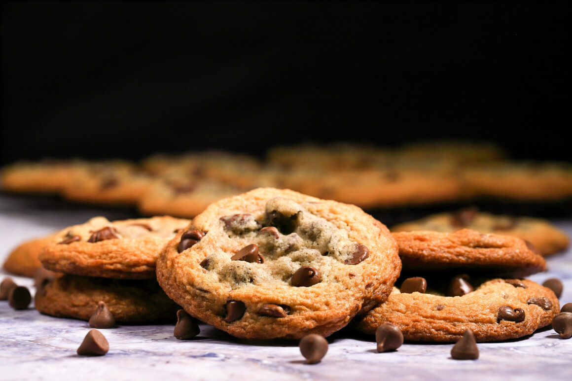 Chewy Chocolate Chip Cookie Pile Wide