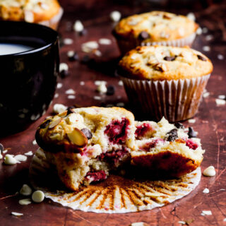 double chocolate raspberry almond muffins