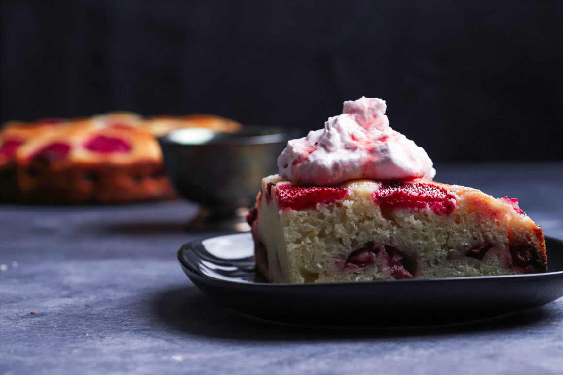 strawberry cake with strawberry whipped cream