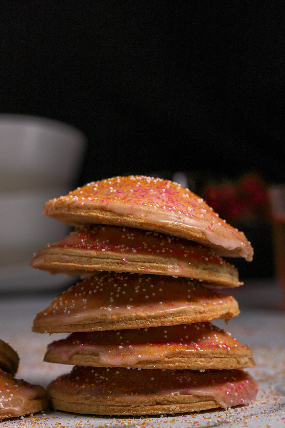 peach strawberry pop tarts stack