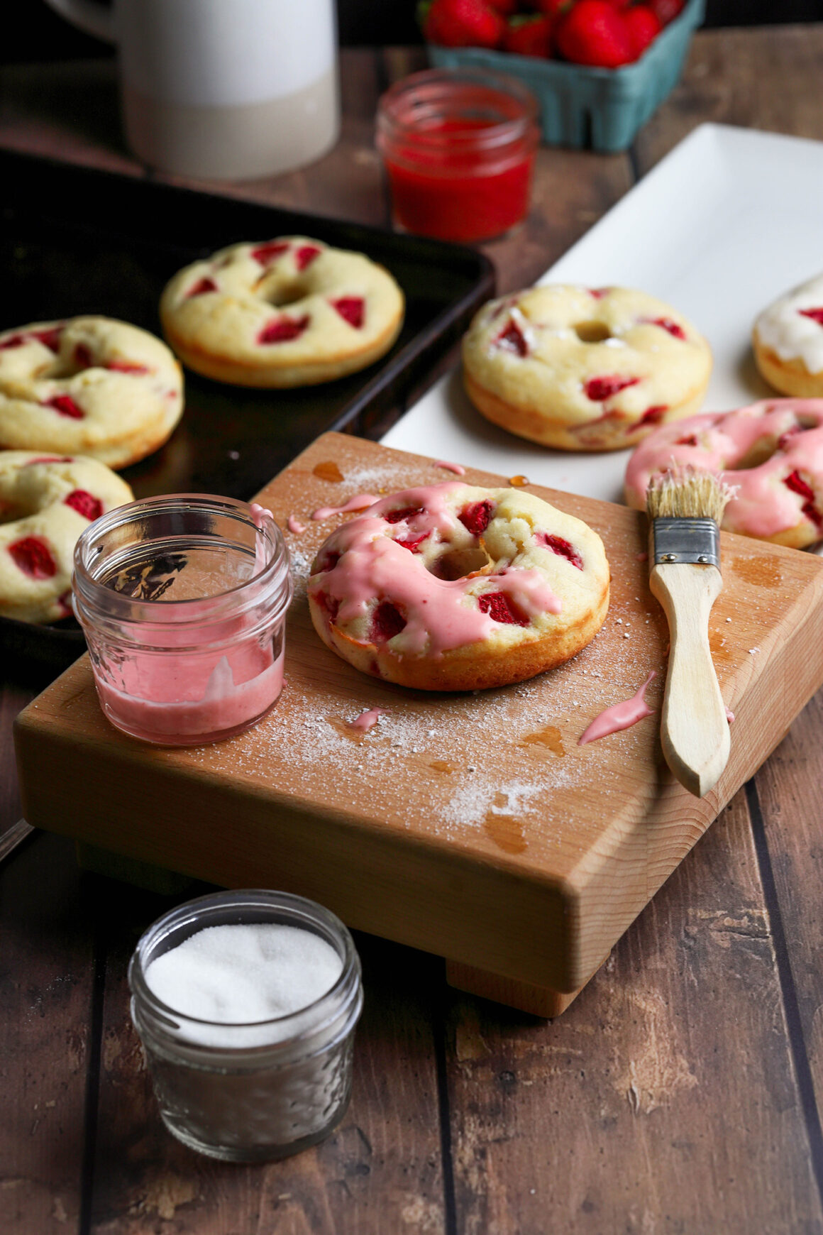 glazed strawberry doughnut