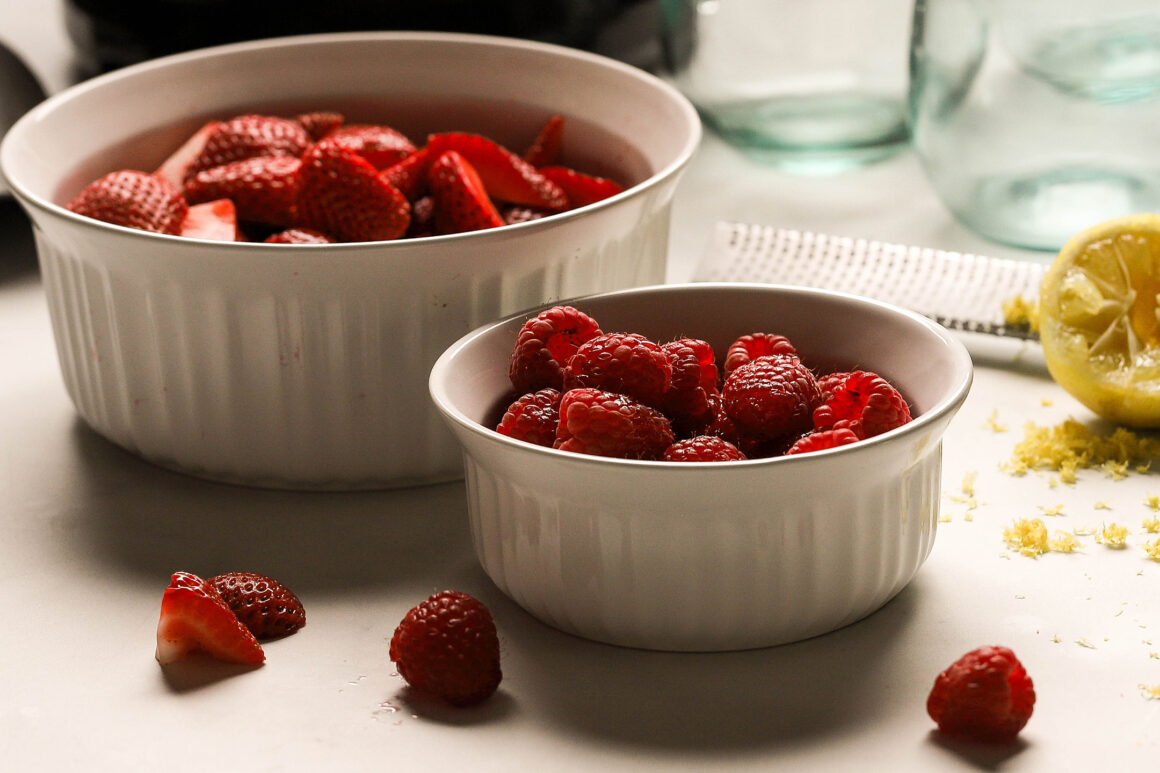 fresh raspberries and strawberries